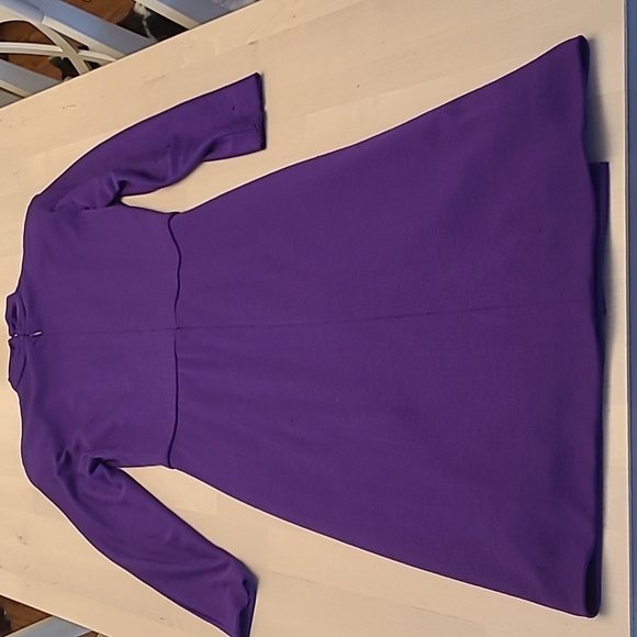 FLAWED VTG Carolyne Roehm Bergdorf Goodman 1960s Purple Faux Wrap Dress - Picture 8 of 17